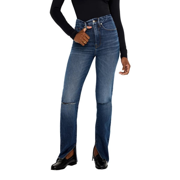 Women's GOOD AMERICAN Good Boy Slit Slim Fit Straight Jeans Indigo 10 32 | Scheels Sports