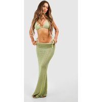 Womens Laddered Knit Beach Maxi Skirt - Green - M | boohoo (US & Canada)