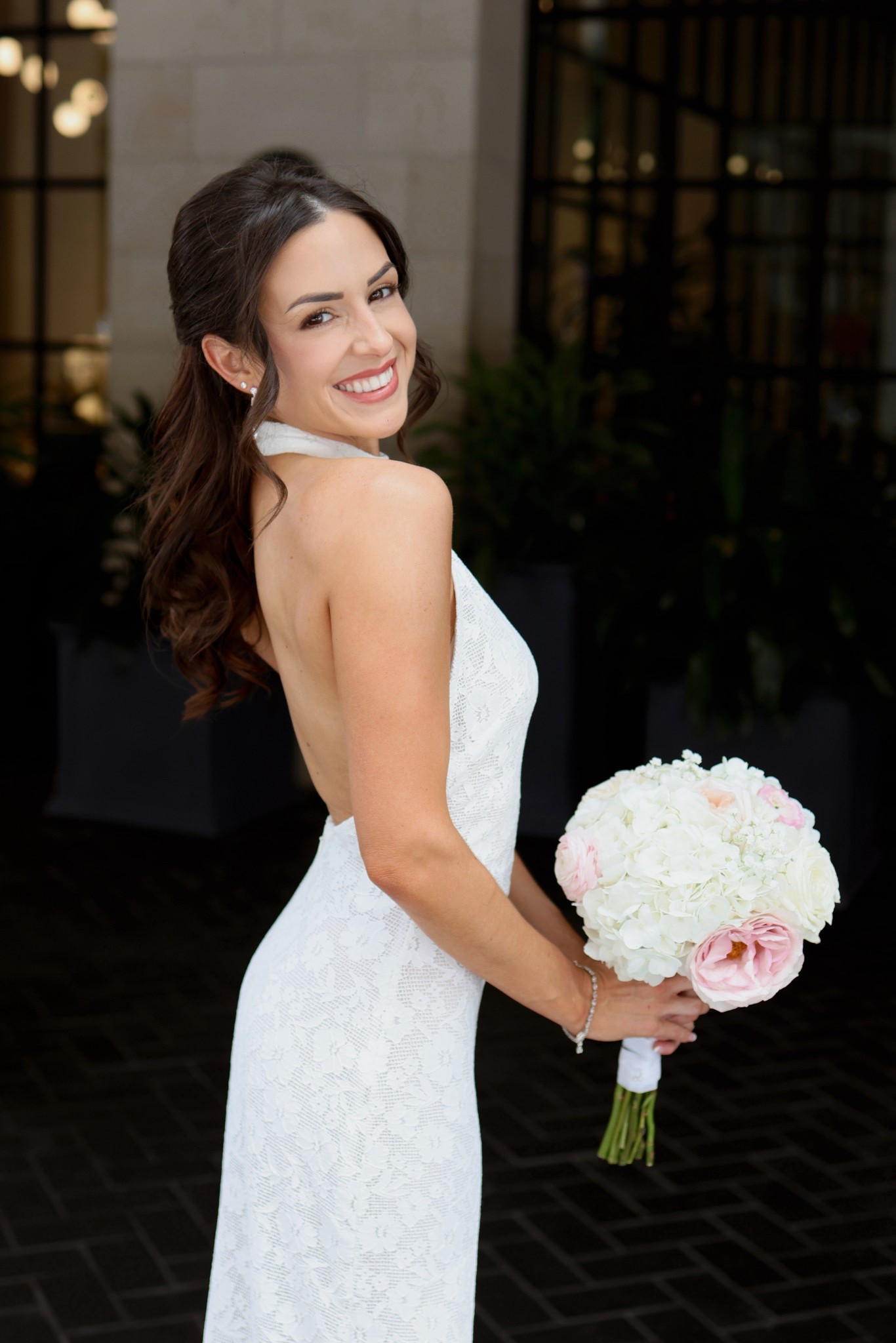 High neck tie white maxi dress wearing XXS 

bride to be dress, lovers and friends white dress, bridal style 

#LTKStyleTip #LTKWedding