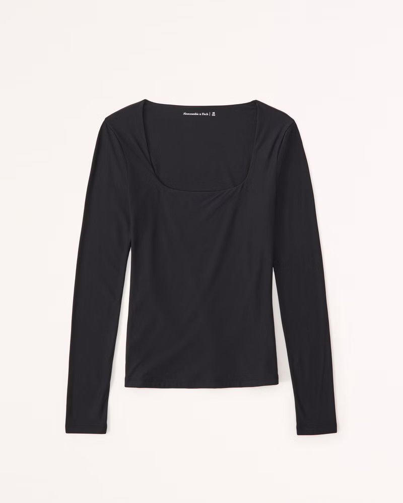 Soft Matte Seamless Long-Sleeve Tuckable Squareneck Top | Abercrombie & Fitch (US)