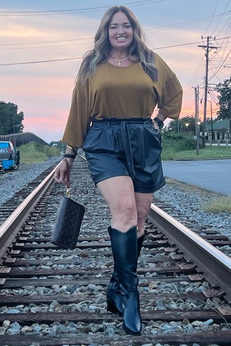 Western style boots are still on trend and I love the lower heel that my pair sports.
Faux leather shorts are still perfect for year round.

#LTKfindsunder50 #LTKGiftGuide #LTKstyletip