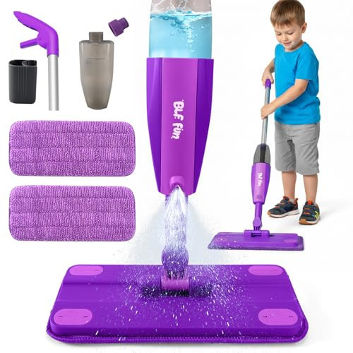 Kids Spray Mop, Toddlers Cleaning Playsets with Real Water Sprayer, Kids Mop Toys, Montessori Cleaning Set, Christmas Birthday Gifts for Boys and Girls Age 3 4 5 6, Purple | Amazon (US)