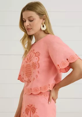 Sewing Down South x Crown & Ivy™ Hayes Short Sleeve Embroidered Blouse | Belk