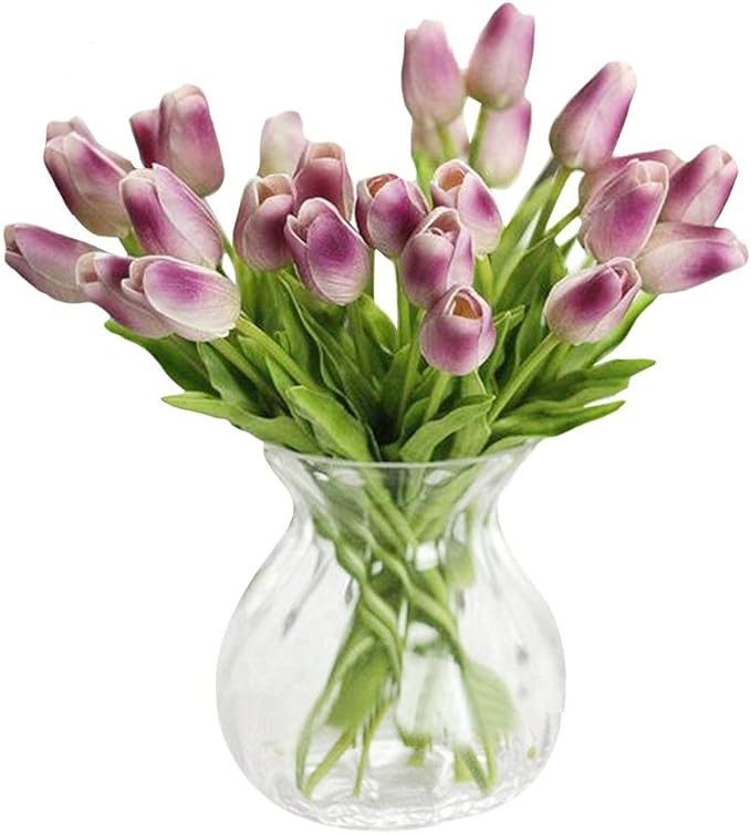 30 Pcs WAQIA Artificial Tulip Flowers Real Touch Tulips Fake PU Tulip Flower Bouquet for Home Wed... | Amazon (US)