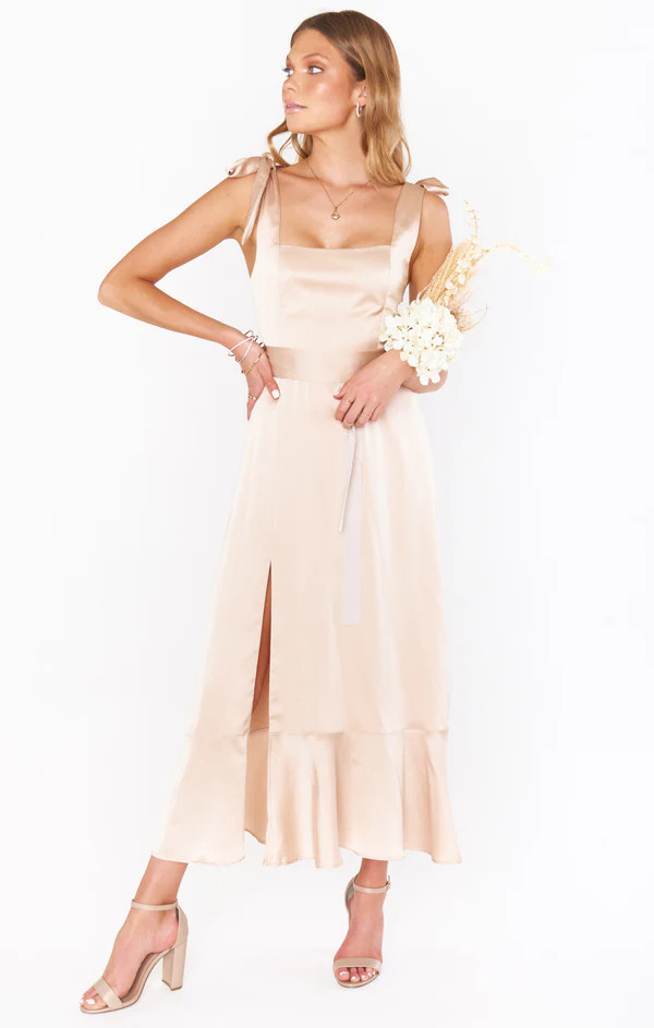 Claire Midi Dress ~ Champagne Luxe Satin | Show Me Your Mumu