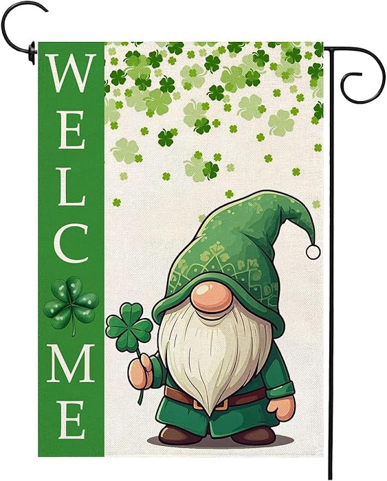 Welcome St Patricks Day Garden Flag 12x18 Inch Double Sided, Gnome Shamrock Lucky Clover Holiday ... | Amazon (US)