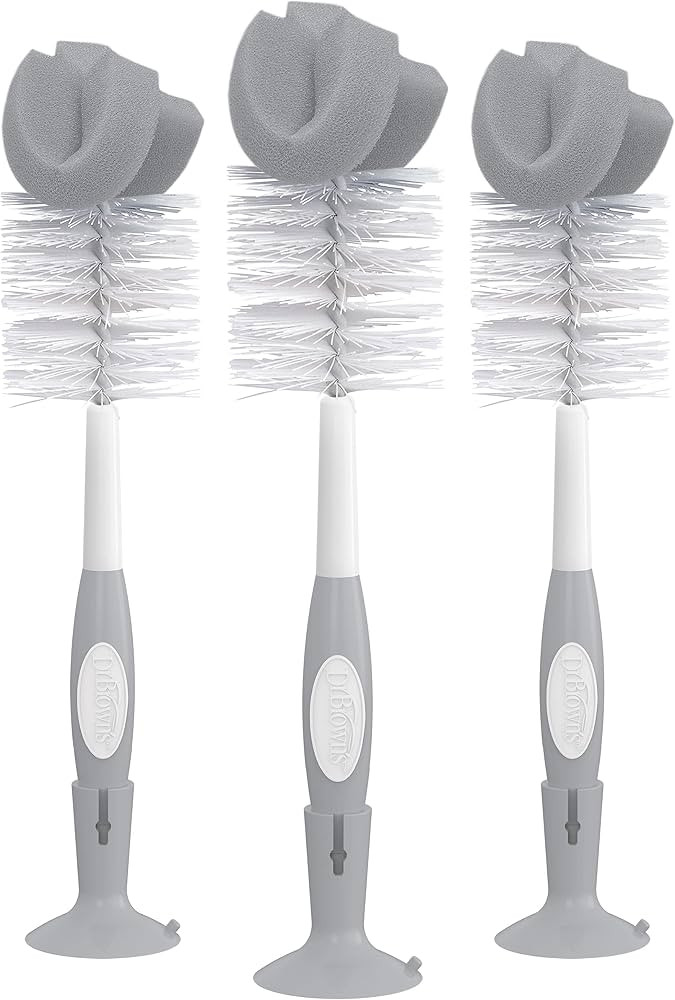 Dr. Brown's Reusable Sponge Baby Bottle Cleaning Brush Set with Suction Cup Stand, Scrubber and N... | Amazon (US)