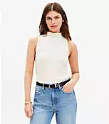 Puckered Mock Neck Top | LOFT