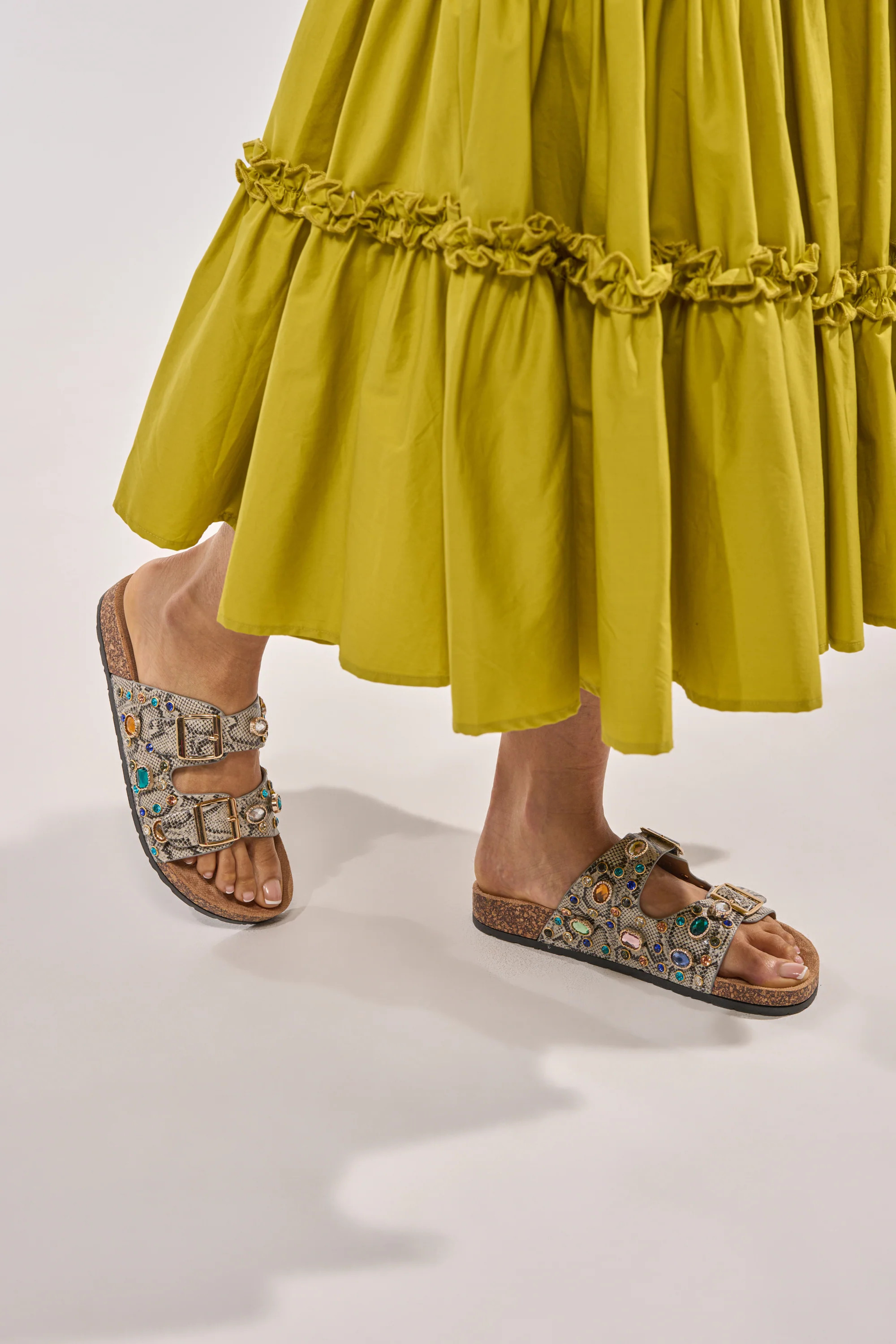 AKIRA BAYLEAVES SNAKE EMBELLISHED FLAT SLIP ON SANDAL | AKIRA