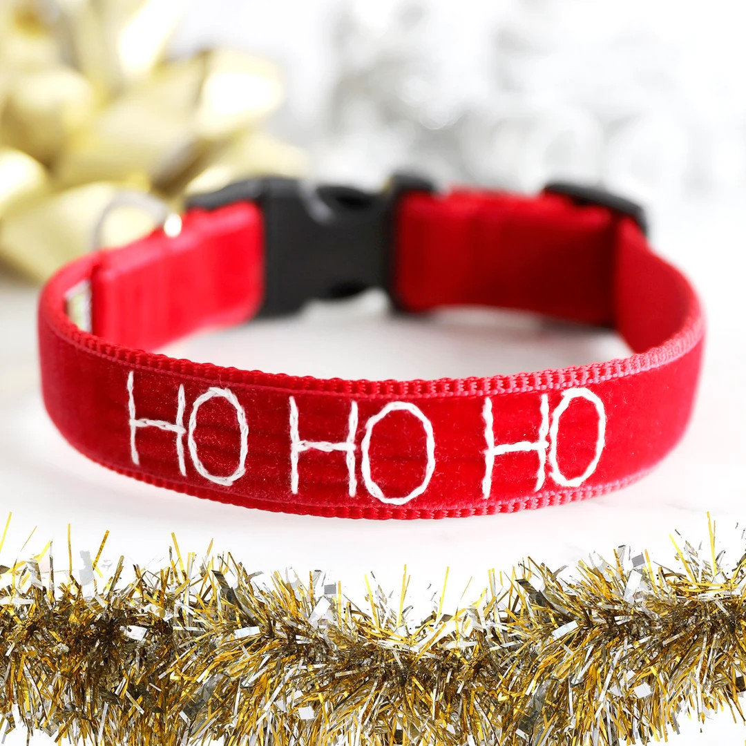 Hohoho Red Velvet Dog Collar  Christmas Collar  Hand - Etsy | Etsy (US)