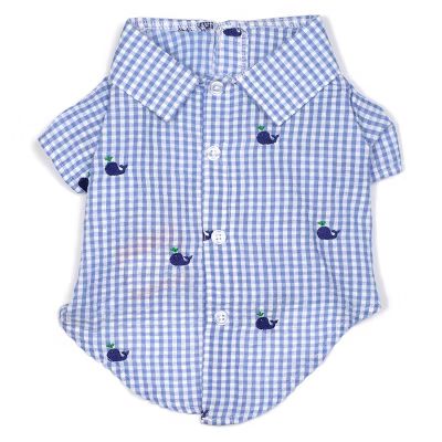 The Worthy Dog Embroidered Whales Gingham Check Seersucker Button Up Look Pet Shirt | Target