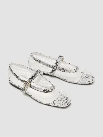 FAUX LEATHER MESH MARY JANE FLATS | Cider