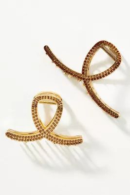 Pavé Loop Squiggle Hair Claw Clips, Set of 2 | Anthropologie (US)