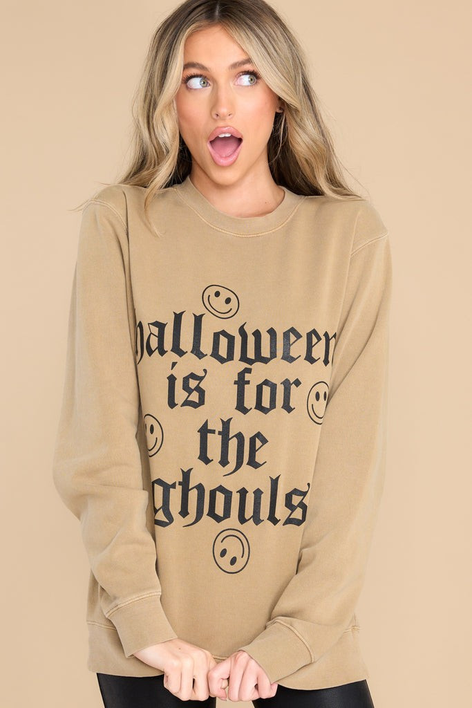 Halloween Is For The Ghouls Latte Sweatshirt | Red Dress 