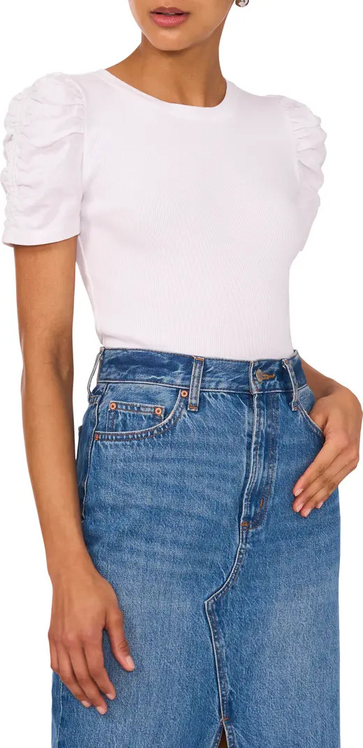 Puff Sleeve Rib T-Shirt | Nordstrom