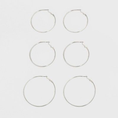 Hoop Earring Set 3ct - A New Day™ Silver | Target