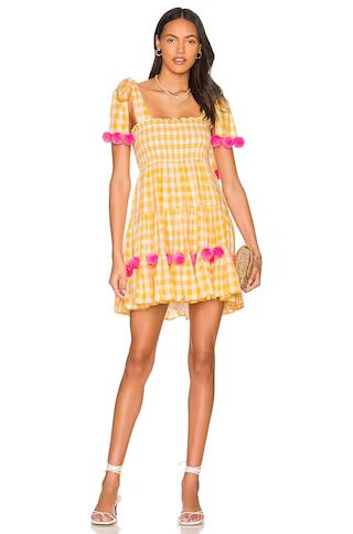 Sundress Pippa Mini Dress in Yellow Gingham & Pink Pompoms from Revolve.com | Revolve Clothing (Global)