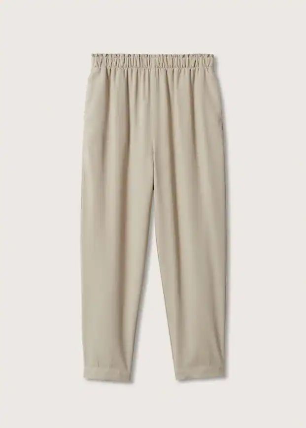Elastic waist crop trousers | MANGO (UK)