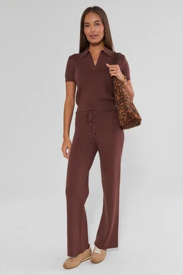 Everyday Brown Knit Set Pants | Avara