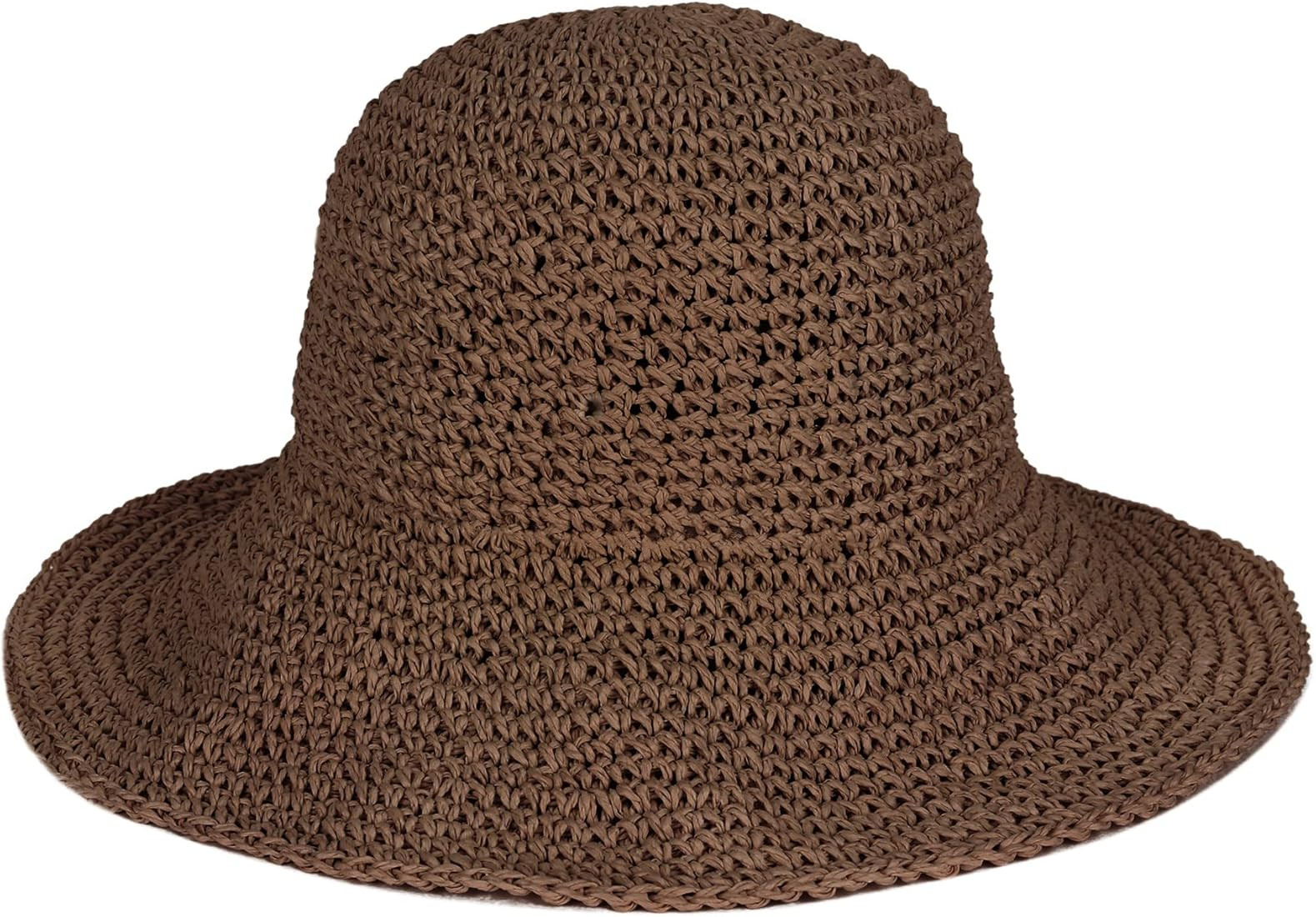 Womens Floppy Straw Sun Hat Foldable Packable Wide Brim Summer Beach Hat Crochet Bucket Hat | Amazon (US)
