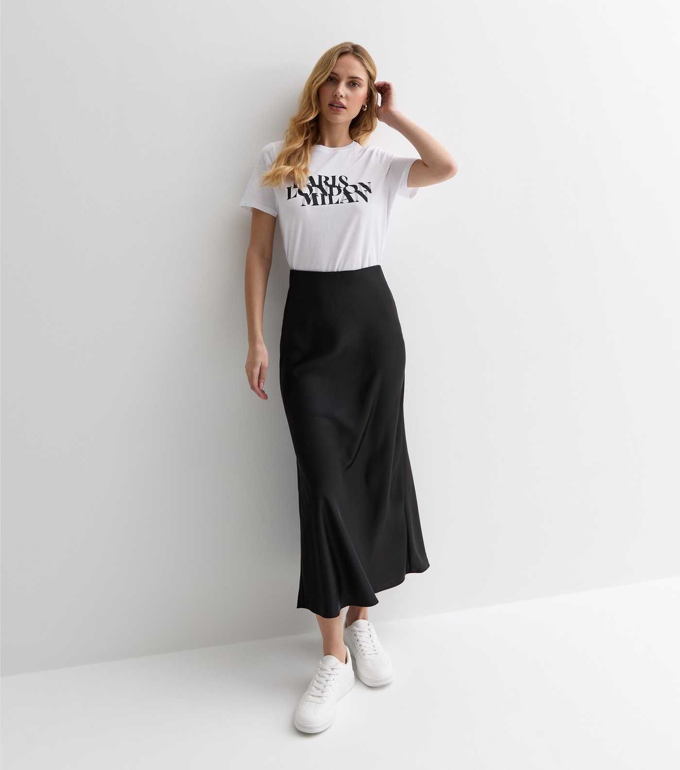 Black Satin Bias Cut Midi Skirt | New Look | New Look (UK)