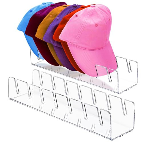 Xohny 2 Pack Hat Organizers for Baseball Cap, No Install Acrylic Hat Stand, Clear and Stylish Hat Rack for Bedroom, Closet, Dresser and Entrance | Amazon (US)