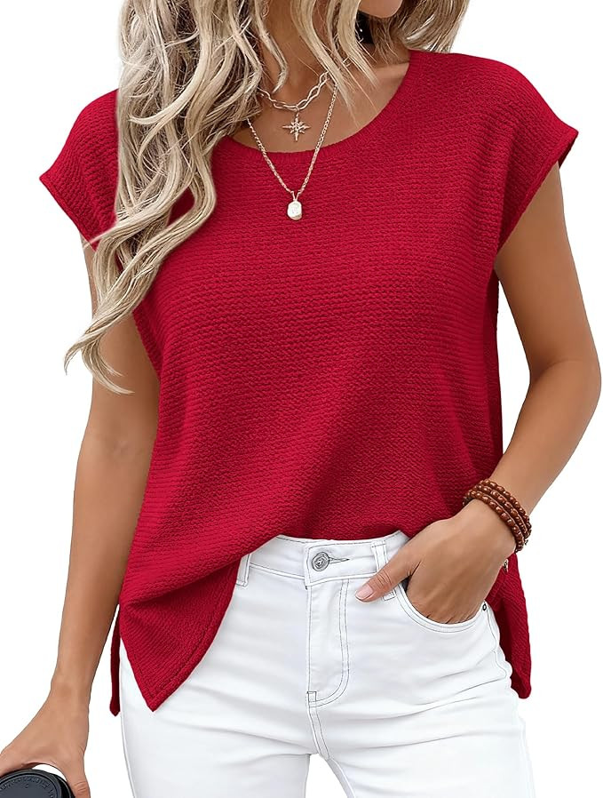 BTFBM Sweater Vest Women 2026 Spring Summer Cap Sleeve Crew Neck Casual Loose Business Tops Weste... | Amazon (US)