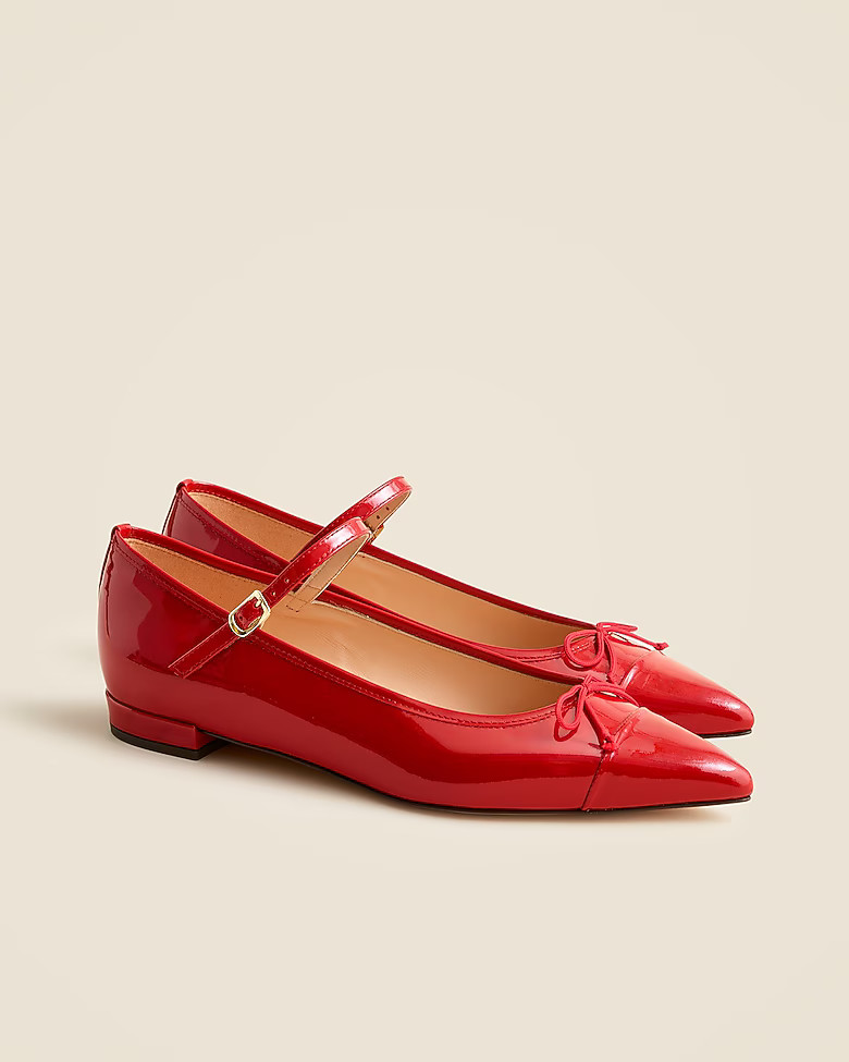 Pointed-toe Mary Jane ballet flats in Italian patent leather | J. Crew US