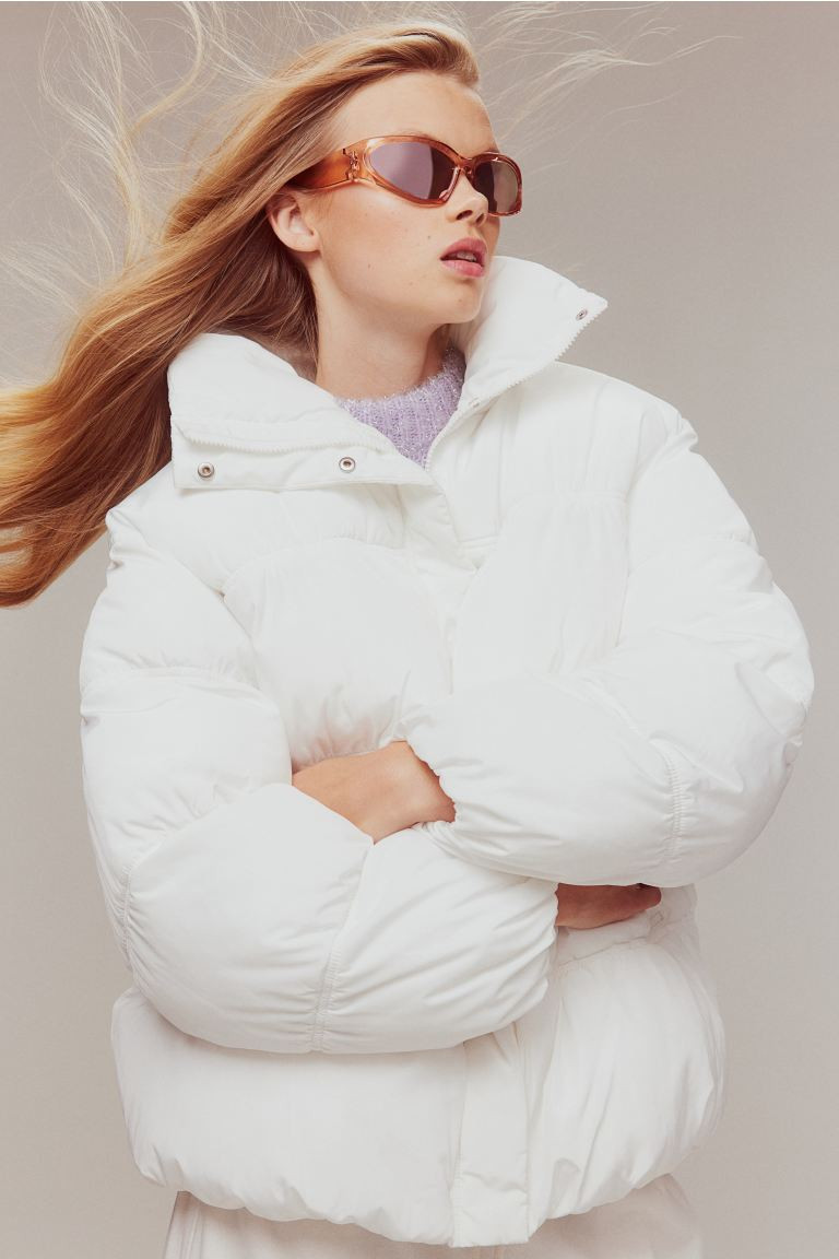 Quilted puffer jacket - White - Ladies | H&M GB | H&M (UK, MY, IN, SG, PH, TW, HK)