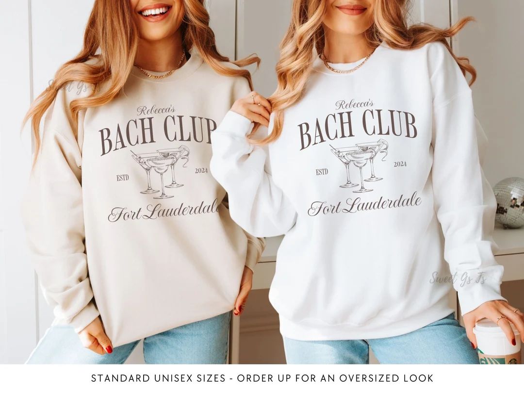 The Bach Club Bachelorette Sweatshirts, Custom Luxury Bachelorette Merch, Winter Bach Apparel, Cu... | Etsy (US)