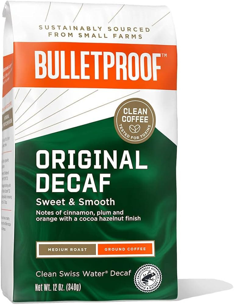 Bulletproof Original Medium Roast Ground Decaf Coffee, 12 Ounces, 100% Arabica Coffee Sourced fro... | Amazon (US)