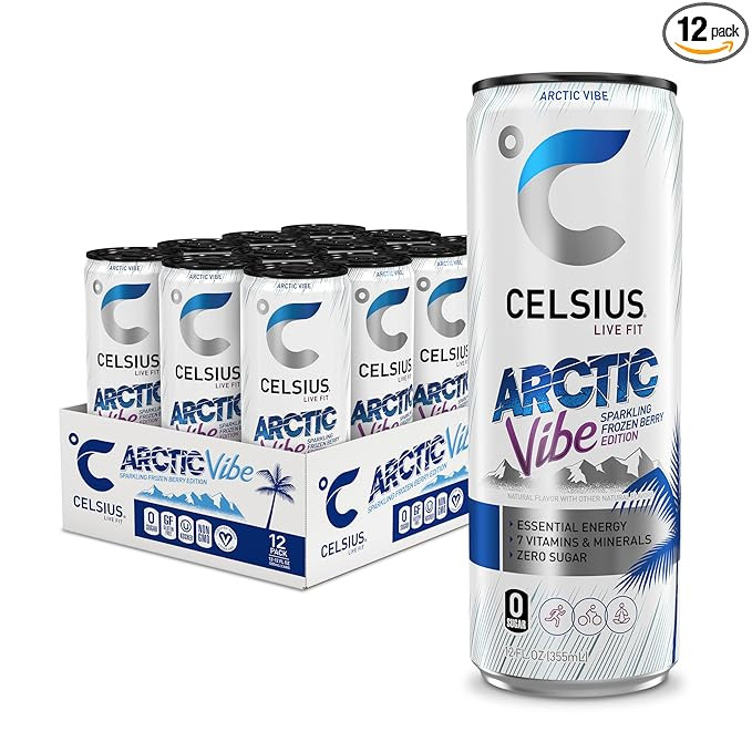 CELSIUS Arctic Vibe Sparkling Frozen Berry, Functional Essential Energy Drink, 12 Fl Oz (Pack of ... | Amazon (US)