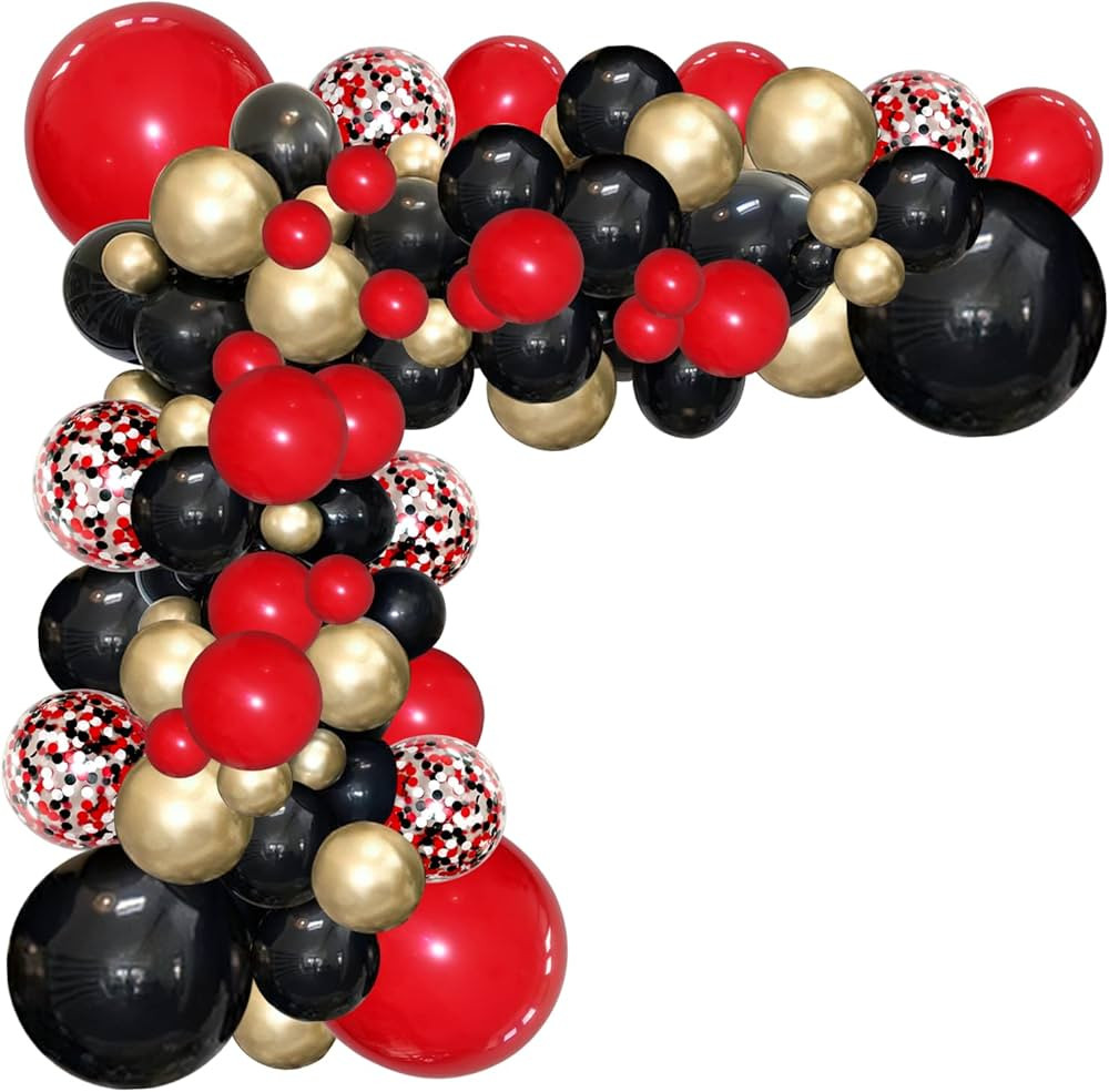Red and Black Balloon Garland Kit, 114PCS Red Black and Gold Balloon Arch, 4 Sizes Black Red Ball... | Amazon (US)