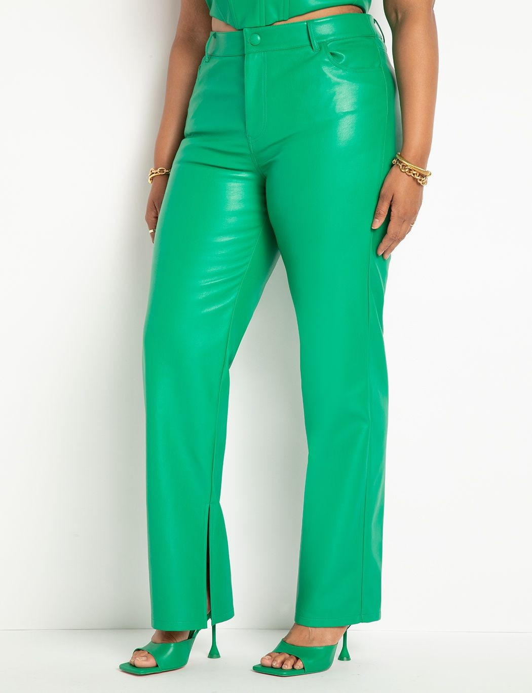 Slit Hem Faux Leather Pant | Women's Plus Size Pants | ELOQUII | Eloquii