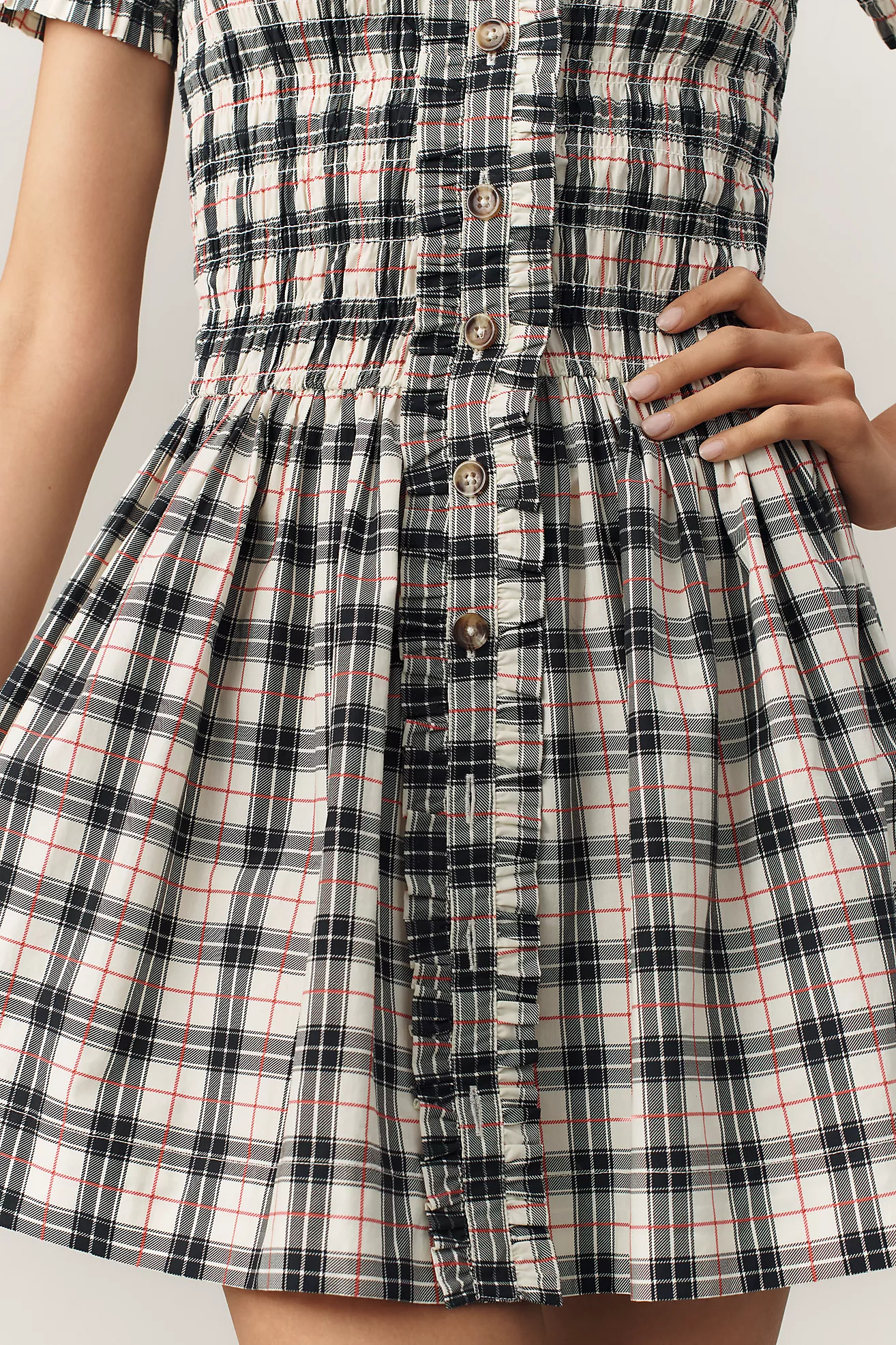 Damson Madder Mansi Short-Sleeve Smocked Mini Dress | Anthropologie (US)