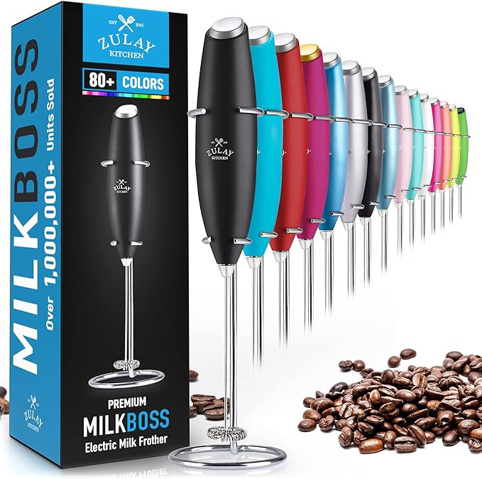 Zulay Original Milk Frother Handheld Foam Maker for Lattes - Whisk Drink Mixer for Coffee, Mini F... | Amazon (US)