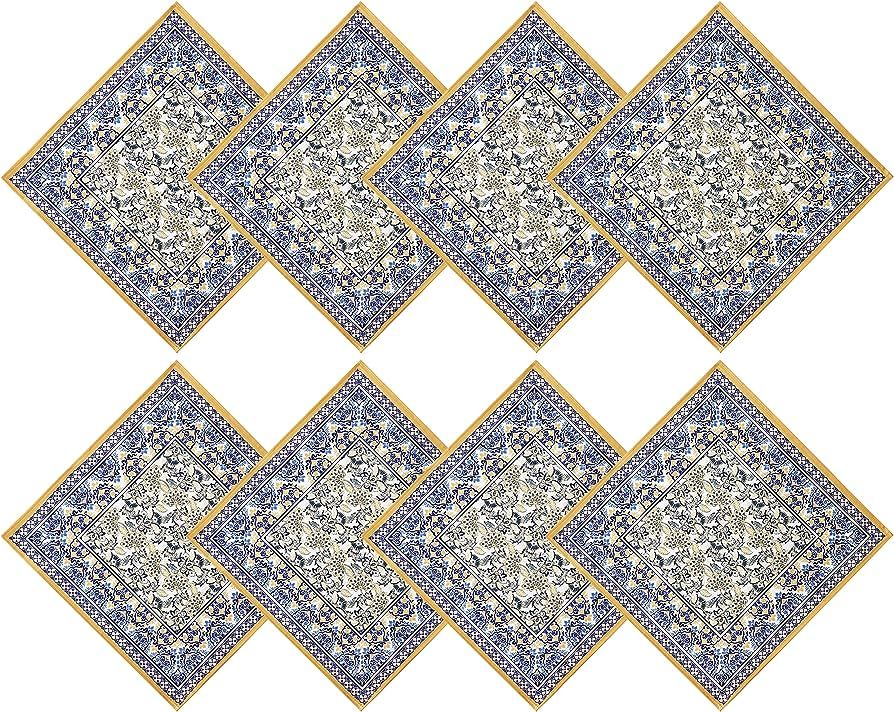 Home Bargains Plus Provence Allure Arabesque Yellow and Blue Floral Bordered Country French Fabri... | Amazon (US)
