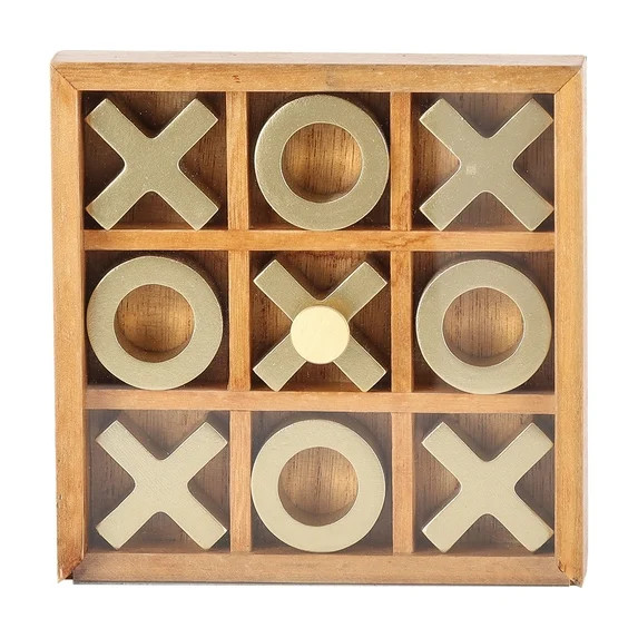 Mainstays Decorative Gold and Wood Tabletop Tic Tac Toe Tabletop Set | Walmart (US)