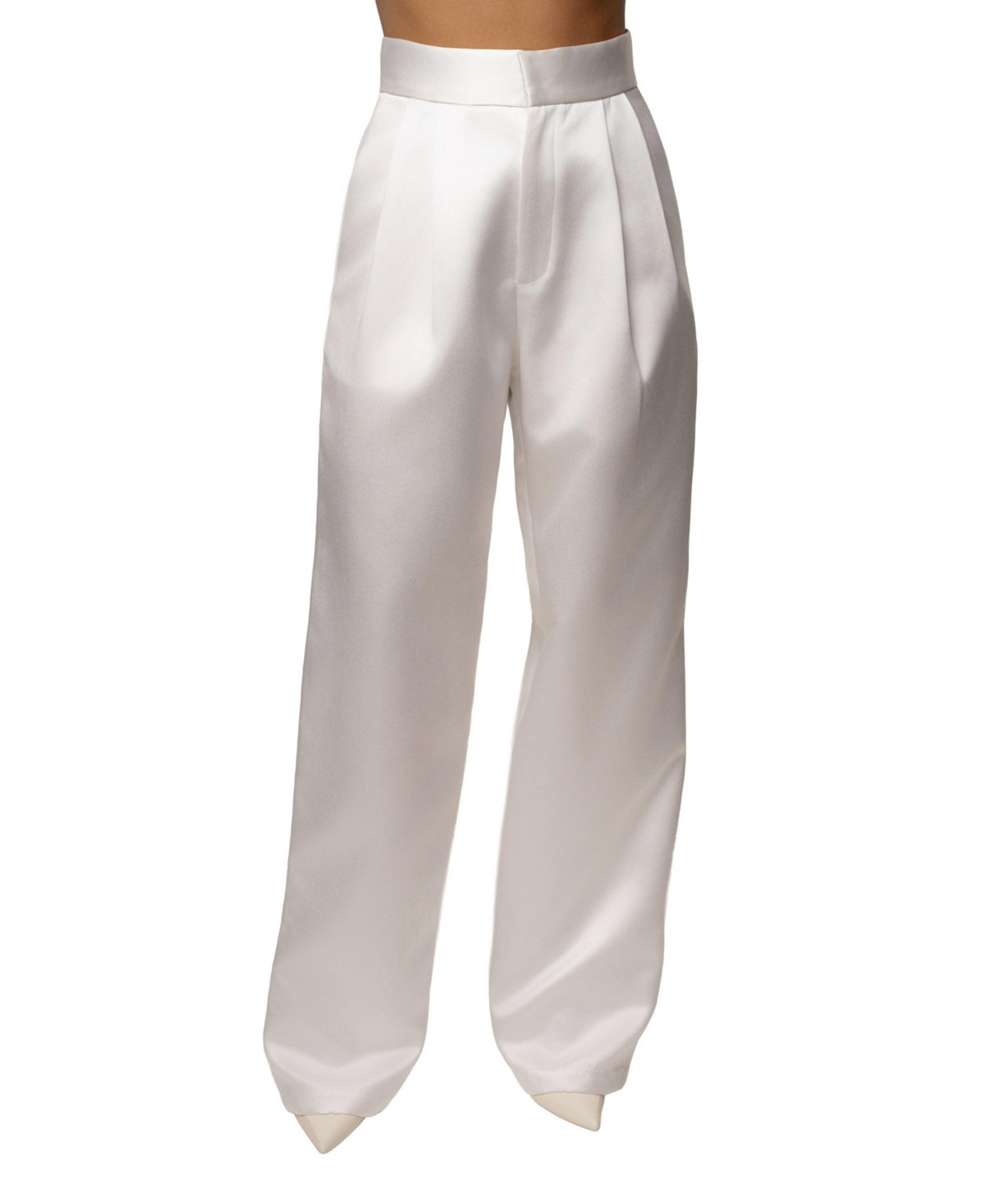 Jluxlabel Women's City Nights Satin Trouser - White | Macy's