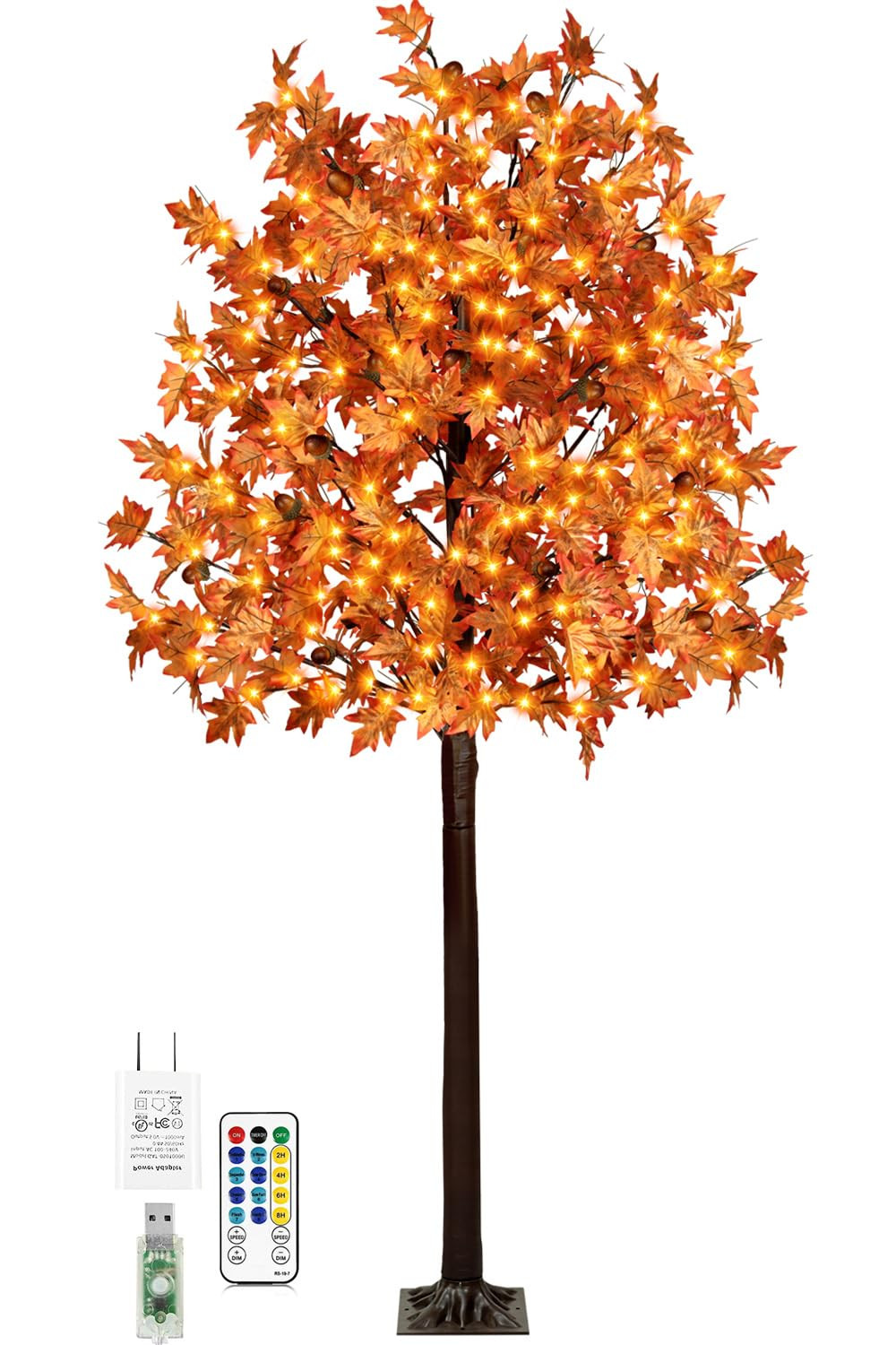 7FT 170 LED Lighted Maple Tree - Thanksgiving Decor Artificial Fall Tree with 17 Branches, 17 Aco... | Amazon (US)
