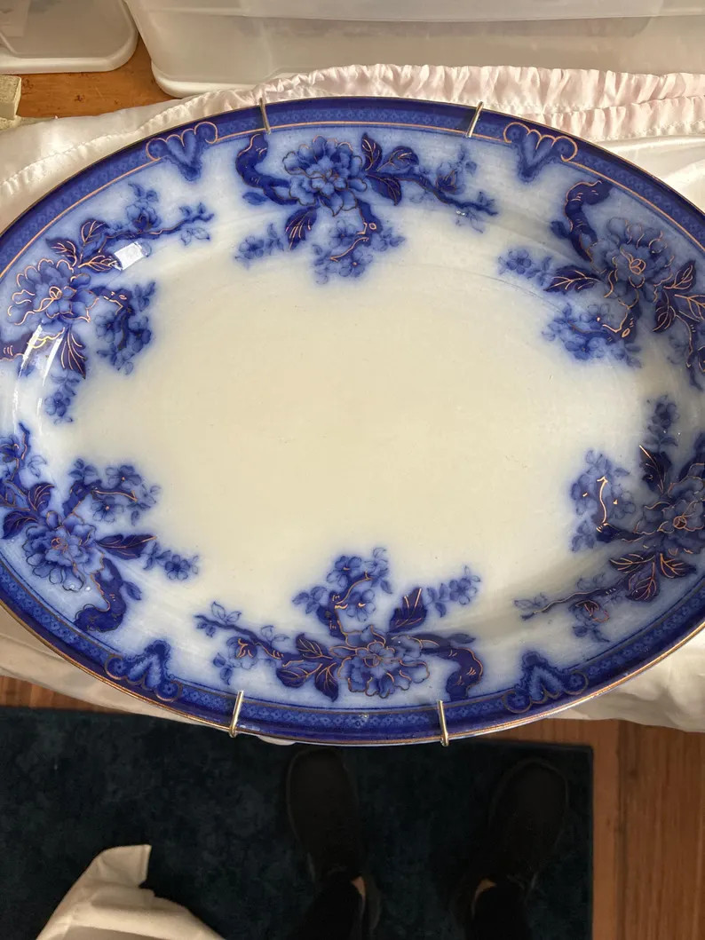 Vintage Flow Blue Tourine Platter by Henry Alcock | Etsy (Global)
