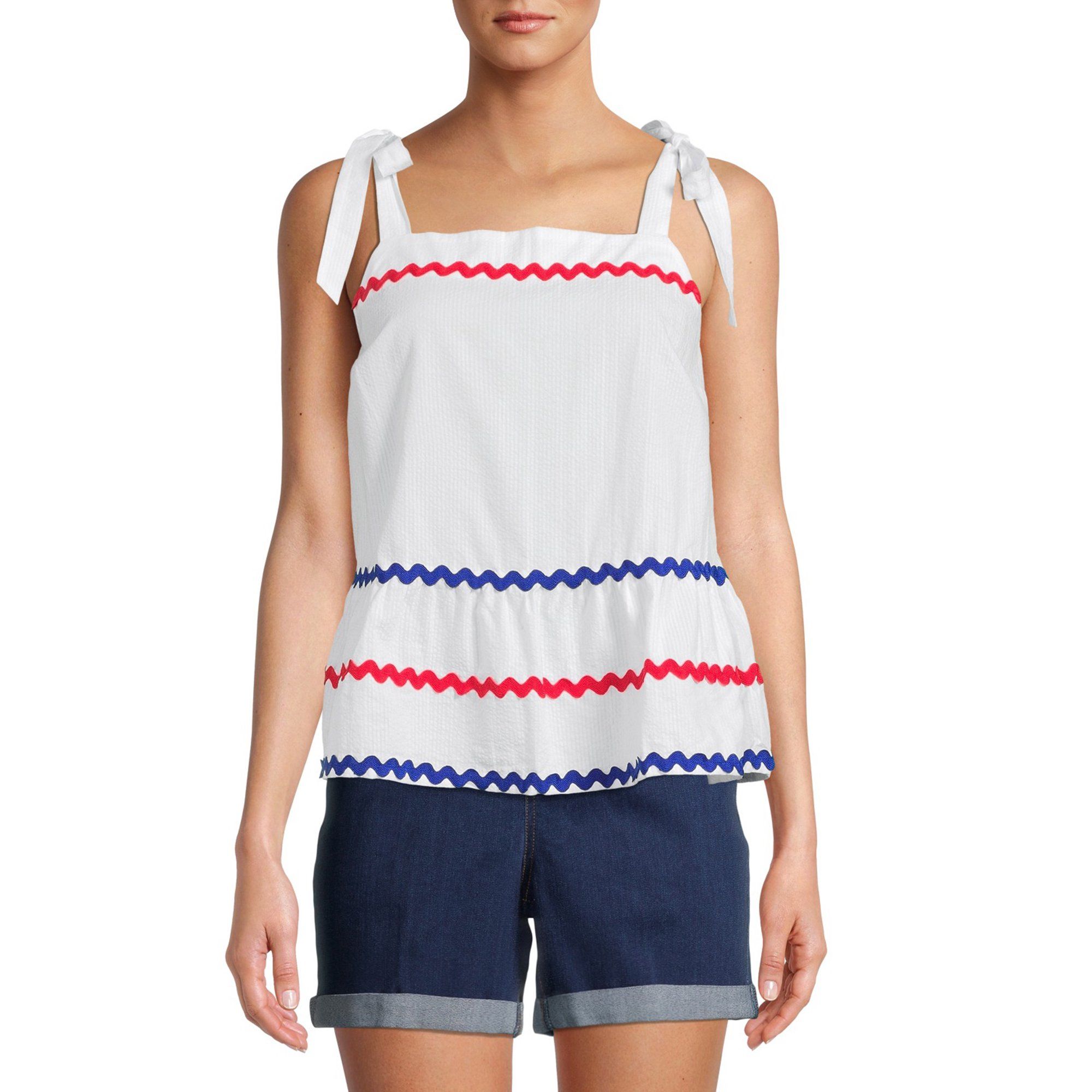 theGet Women's Tie Shoulder Ric Rac Tank Top | Walmart (US)