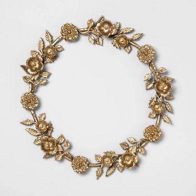 17" Decorative Cast Brass Floral Wreath Gold - Opalhouse™ | Target
