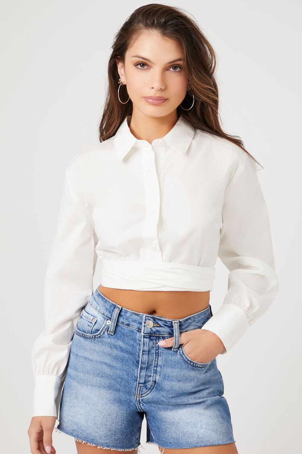 Wraparound Cropped Shirt | Forever 21 | Forever 21 (US)