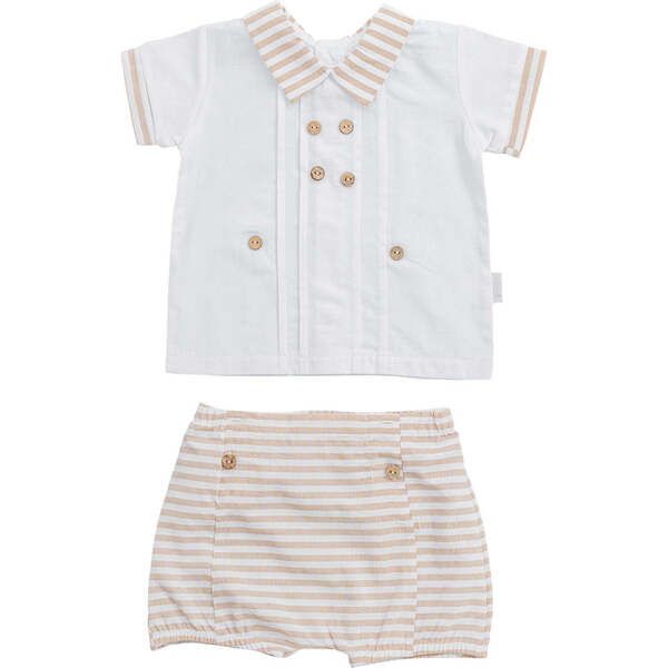Cool Dude Striped Summer Outfit, White | Maisonette