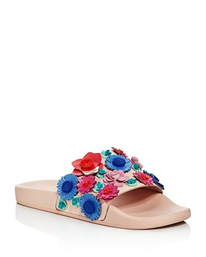 kate spade new york Women's Skye Floral Leather Pool Slide Sandals | Bloomingdale's (US)