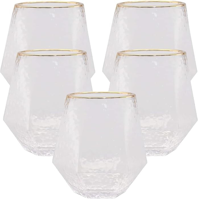 40 count Diamond Unbreakable Stemless Plastic Wine Champagne Whiskey Glasses Elegant Durable Disp... | Amazon (US)