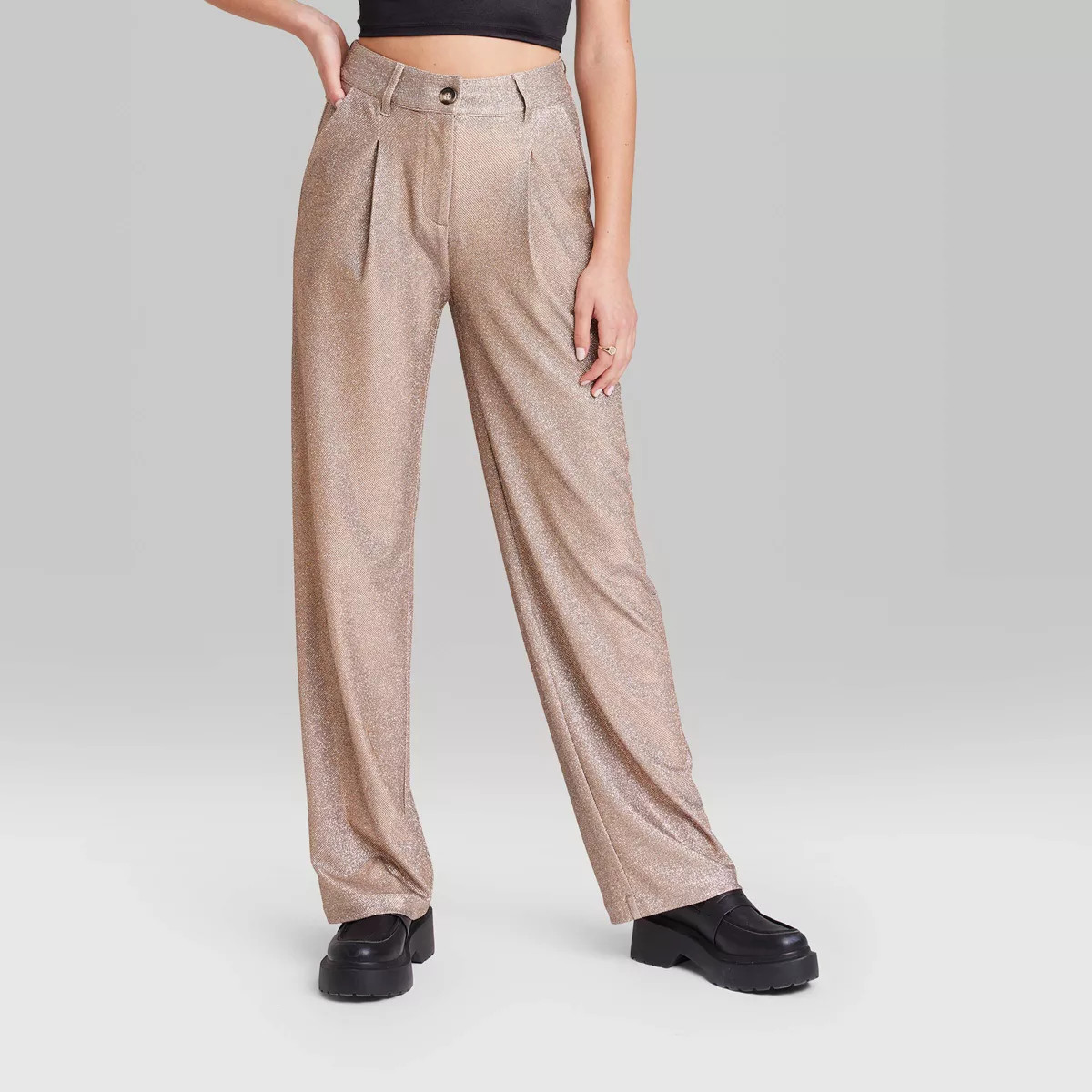 Women's Wide Leg Glitter Trouser Pants - Wild Fable™ Copper | Target