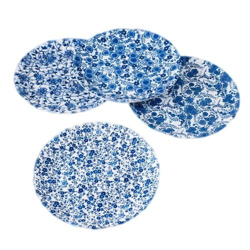 Blue & White Floral Pattern Picnic/Dinner Plate, 9 Inch Melamine, Set of 4 | Amazon (US)