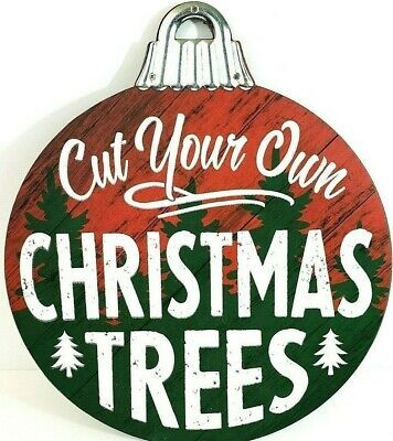 Wall Yard Art Sign Wood Cut Your Own Christmas Trees 14" Round x 12.5" Stake NWT | eBay US